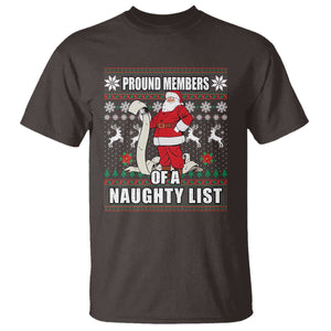 Funny Christmas T Shirt Proud Members Of A Naughty List TS09 Dark Chocolate Print Your Wear