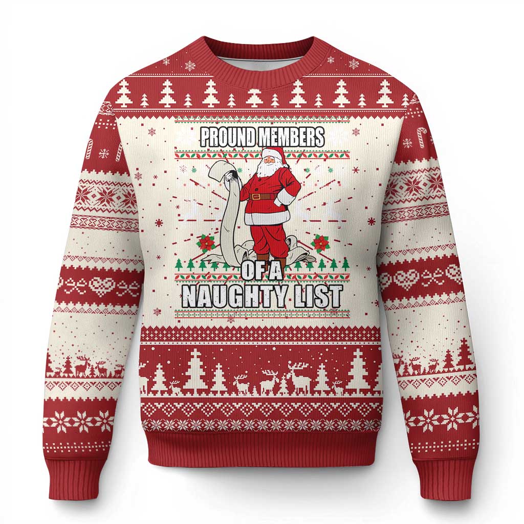 Funny Xmas Ugly Christmas Sweater Proud Members Of A Naughty List TS09 Red Print Your Wear