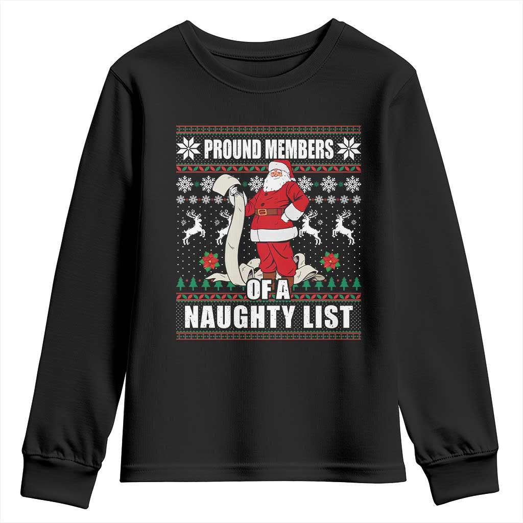 Funny Christmas Youth Sweatshirt Proud Members Of A Naughty List TS09 Black Print Your Wear