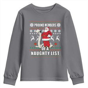 Funny Christmas Youth Sweatshirt Proud Members Of A Naughty List TS09 Charcoal Print Your Wear