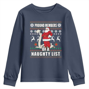 Funny Christmas Youth Sweatshirt Proud Members Of A Naughty List TS09 Navy Print Your Wear