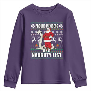 Funny Christmas Youth Sweatshirt Proud Members Of A Naughty List TS09 Purple Print Your Wear
