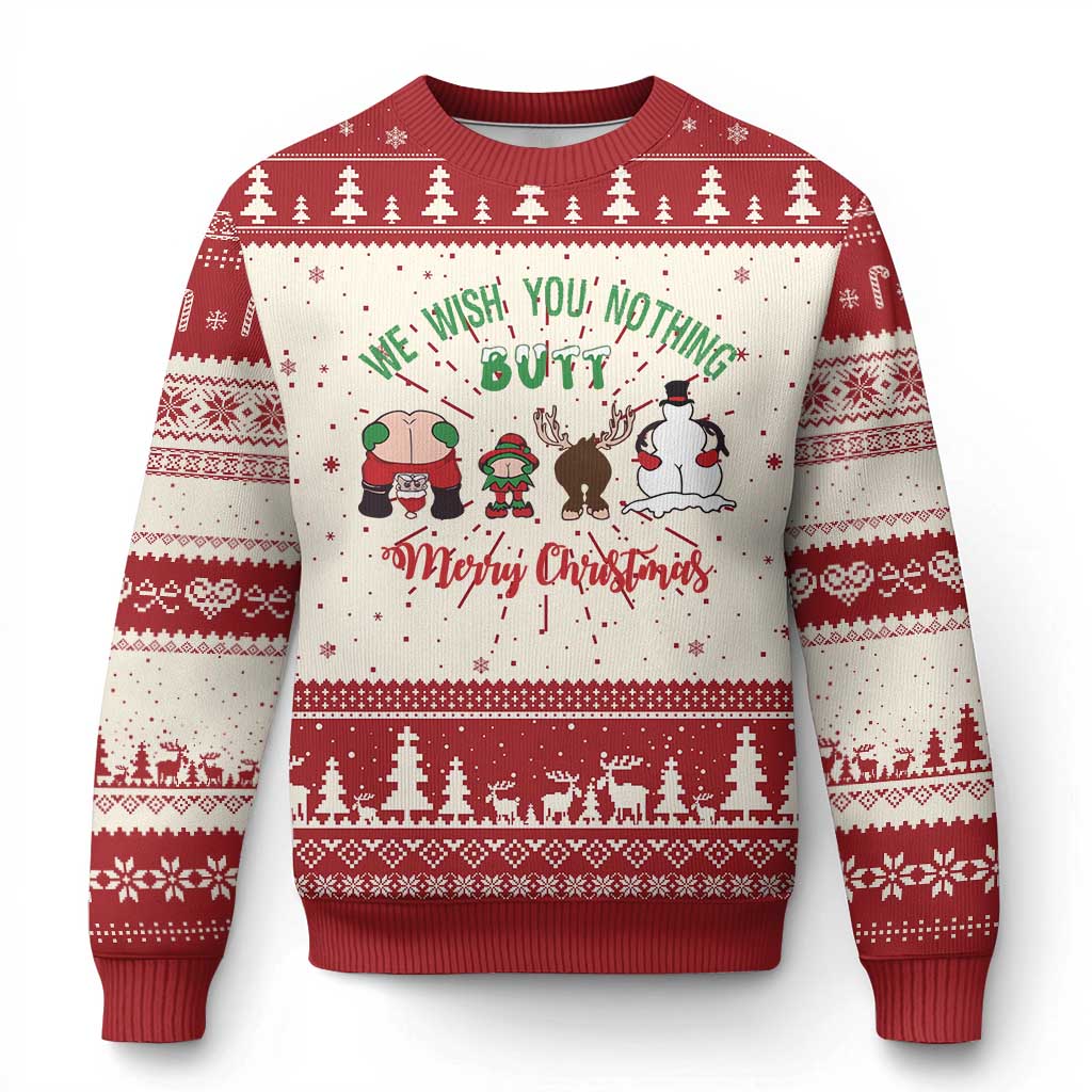 Funny Xmas Ugly Christmas Sweater Wishing You Nothing Butt A Merry Christmas TS09 Red Print Your Wear