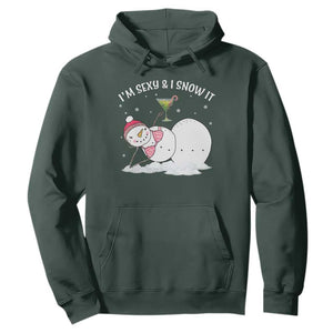 Funny Christmas Snowman Hoodie I Am Sexy And I Snow It TS09 Dark Forest Green Print Your Wear