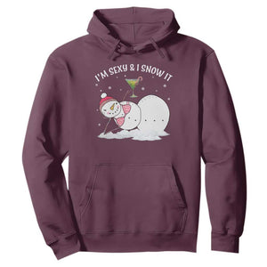 Funny Christmas Snowman Hoodie I Am Sexy And I Snow It TS09 Maroon Print Your Wear