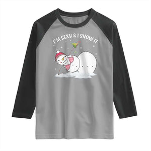 Funny Christmas Snowman Raglan Shirt I Am Sexy And I Snow It TS09 Sport Gray Black Print Your Wear
