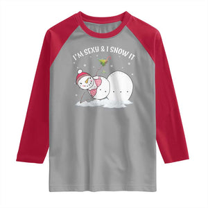 Funny Christmas Snowman Raglan Shirt I Am Sexy And I Snow It TS09 Sport Gray Red Print Your Wear