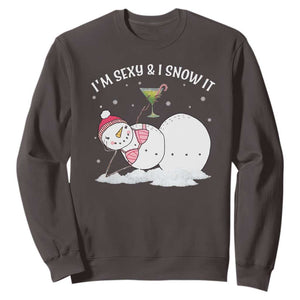 Funny Christmas Snowman Sweatshirt I Am Sexy And I Snow It TS09 Dark Chocolate Print Your Wear
