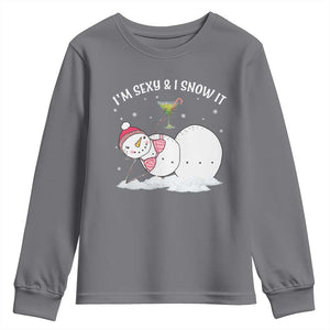 Funny Christmas Snowman Youth Sweatshirt I Am Sexy And I Snow It TS09 Charcoal Print Your Wear