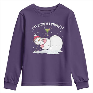 Funny Christmas Snowman Youth Sweatshirt I Am Sexy And I Snow It TS09 Purple Print Your Wear