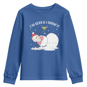 Funny Christmas Snowman Youth Sweatshirt I Am Sexy And I Snow It TS09 Royal Blue Print Your Wear