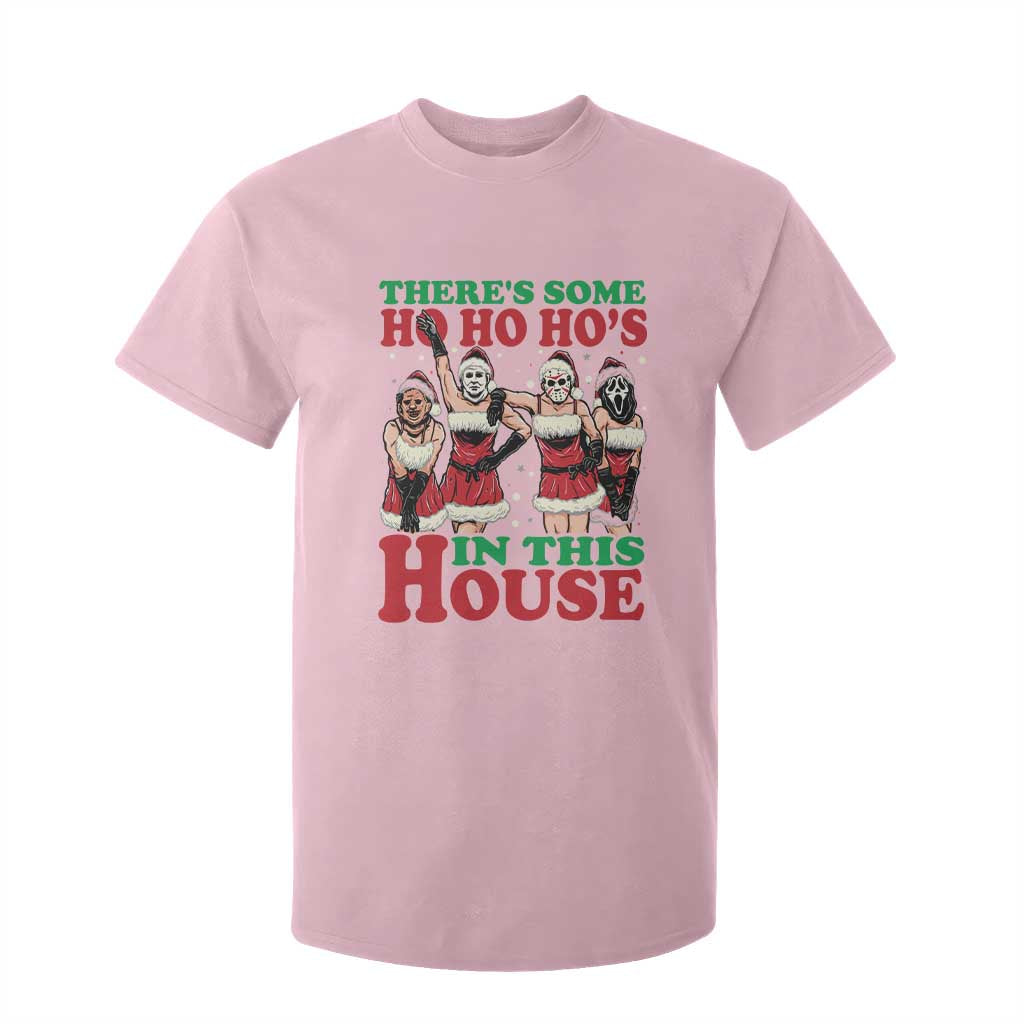 Funny Christmas T Shirt For Kid There Is Some Ho Ho Hos In This House Horror Character Dancing TS09 Light Pink Print Your Wear