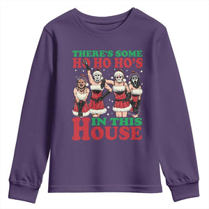 Funny Christmas Youth Sweatshirt There Is Some Ho Ho Hos In This House Horror Character Dancing TS09 Purple Print Your Wear