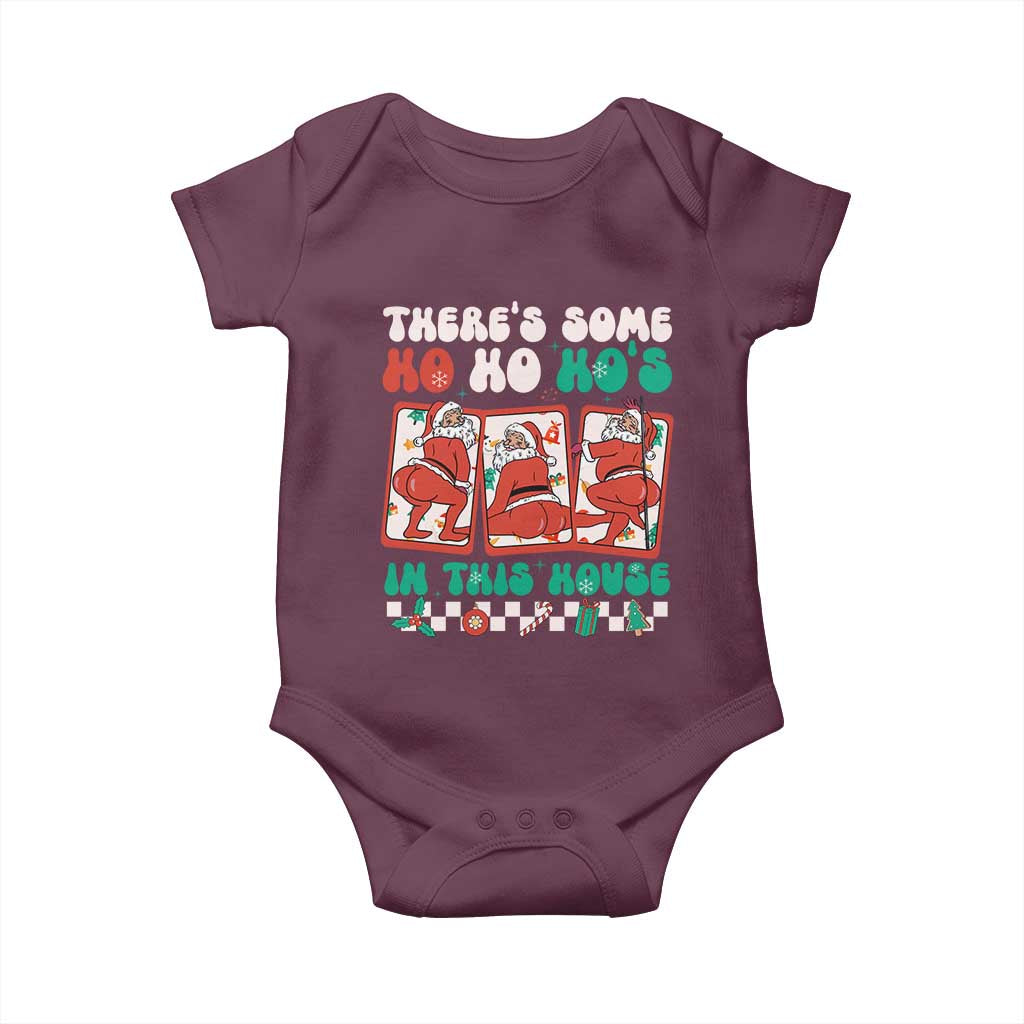Funny Christmas Baby Onesie There Is Some Ho Ho Hos In This House Horror Character TS09 Maroon Print Your Wear