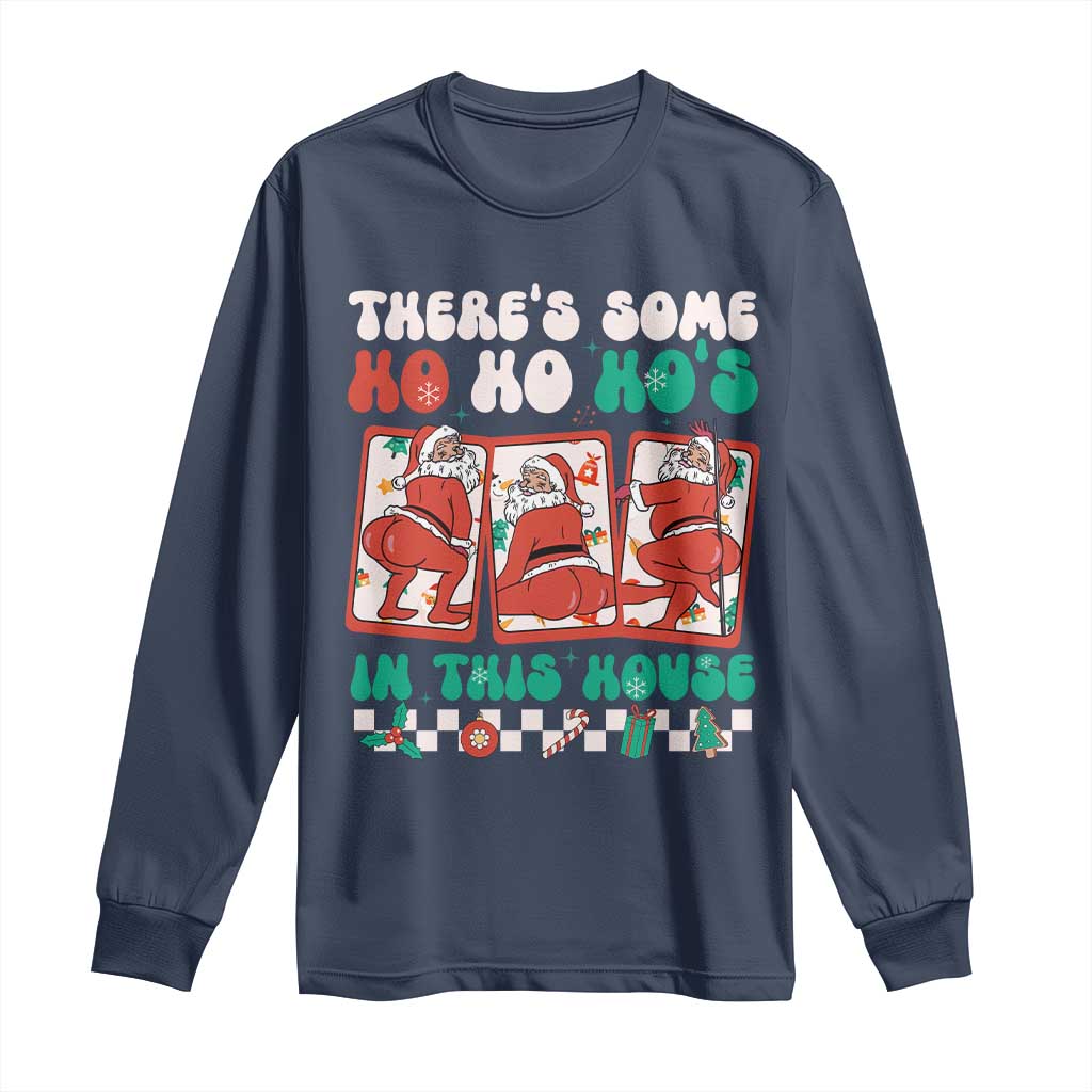 Funny Christmas Long Sleeve Shirt There Is Some Ho Ho Hos In This House Horror Character TS09 Navy Print Your Wear