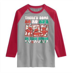 Funny Christmas Raglan Shirt There Is Some Ho Ho Hos In This House Horror Character TS09 Sport Gray Red Print Your Wear