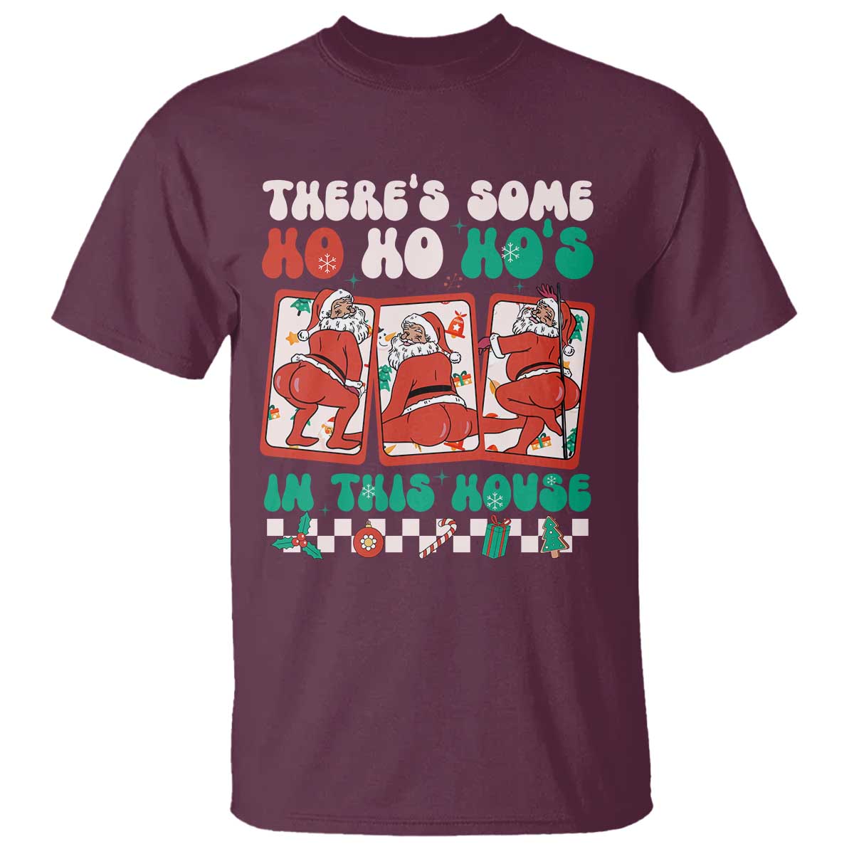 Funny Christmas T Shirt There Is Some Ho Ho Hos In This House Horror Character TS09 Maroon Print Your Wear