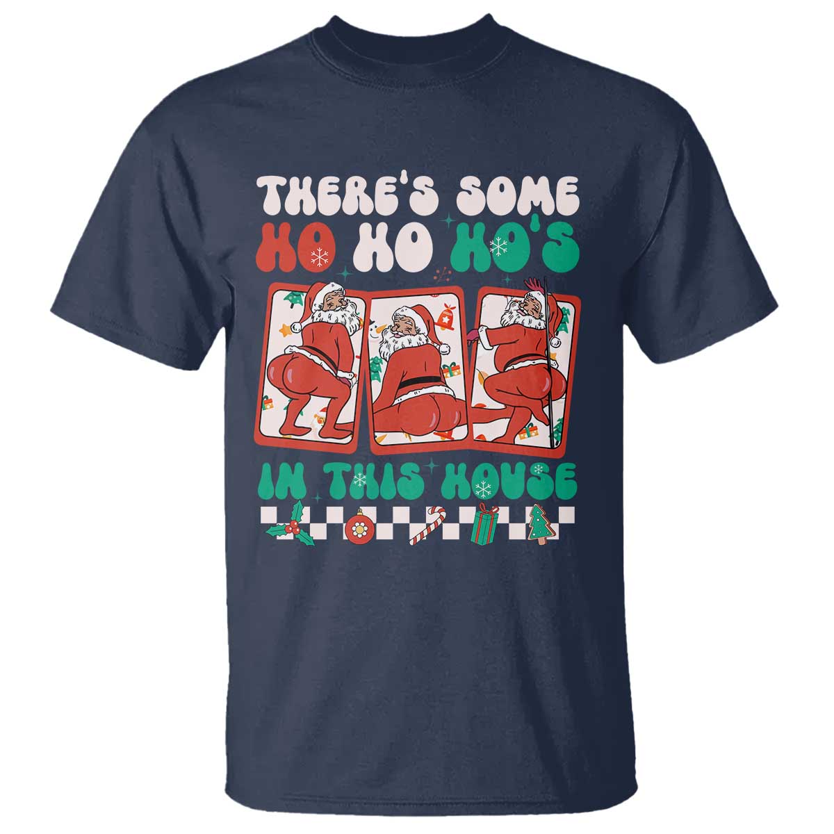 Funny Christmas T Shirt There Is Some Ho Ho Hos In This House Horror Character TS09 Navy Print Your Wear