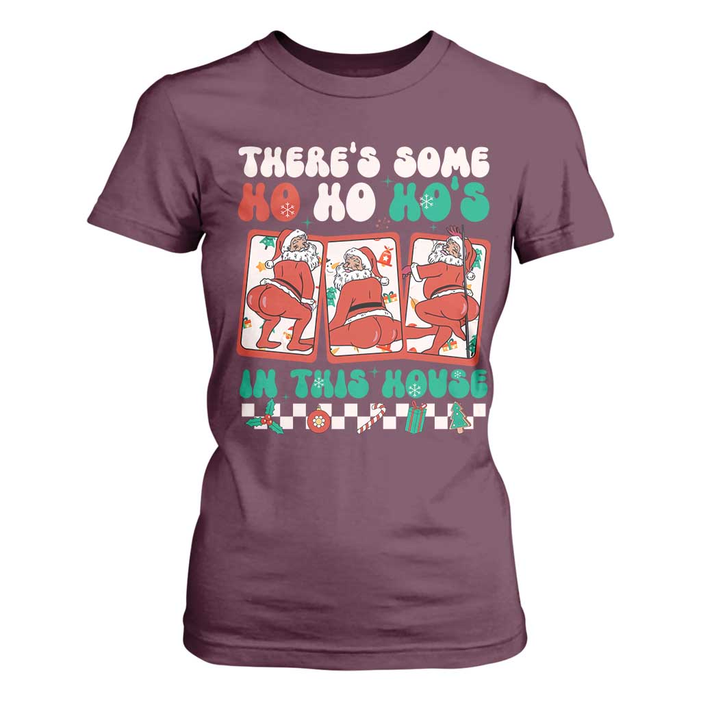 Funny Christmas T Shirt For Women There Is Some Ho Ho Hos In This House Horror Character TS09 Maroon Print Your Wear