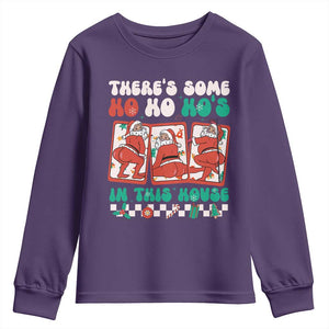 Funny Christmas Youth Sweatshirt There Is Some Ho Ho Hos In This House Horror Character TS09 Purple Print Your Wear