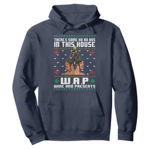 Funny Christmas Hoodie There Is Some Ho Ho Hos In This House WAP Wine And Present TS09 Navy Print Your Wear