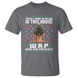Funny Christmas T Shirt There Is Some Ho Ho Hos In This House WAP Wine And Present TS09 Charcoal Print Your Wear