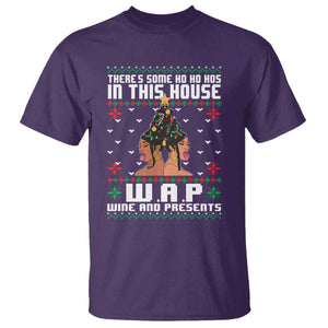 Funny Christmas T Shirt There Is Some Ho Ho Hos In This House WAP Wine And Present TS09 Purple Print Your Wear