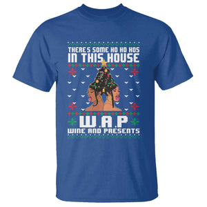 Funny Christmas T Shirt There Is Some Ho Ho Hos In This House WAP Wine And Present TS09 Royal Blue Print Your Wear