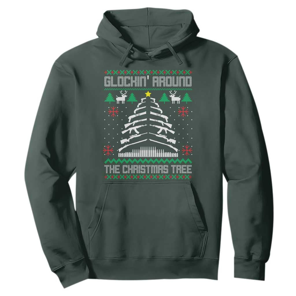 Christmas Gun Lover Hoodie Glocking Around The Christmas Tree TS09 Dark Forest Green Print Your Wear