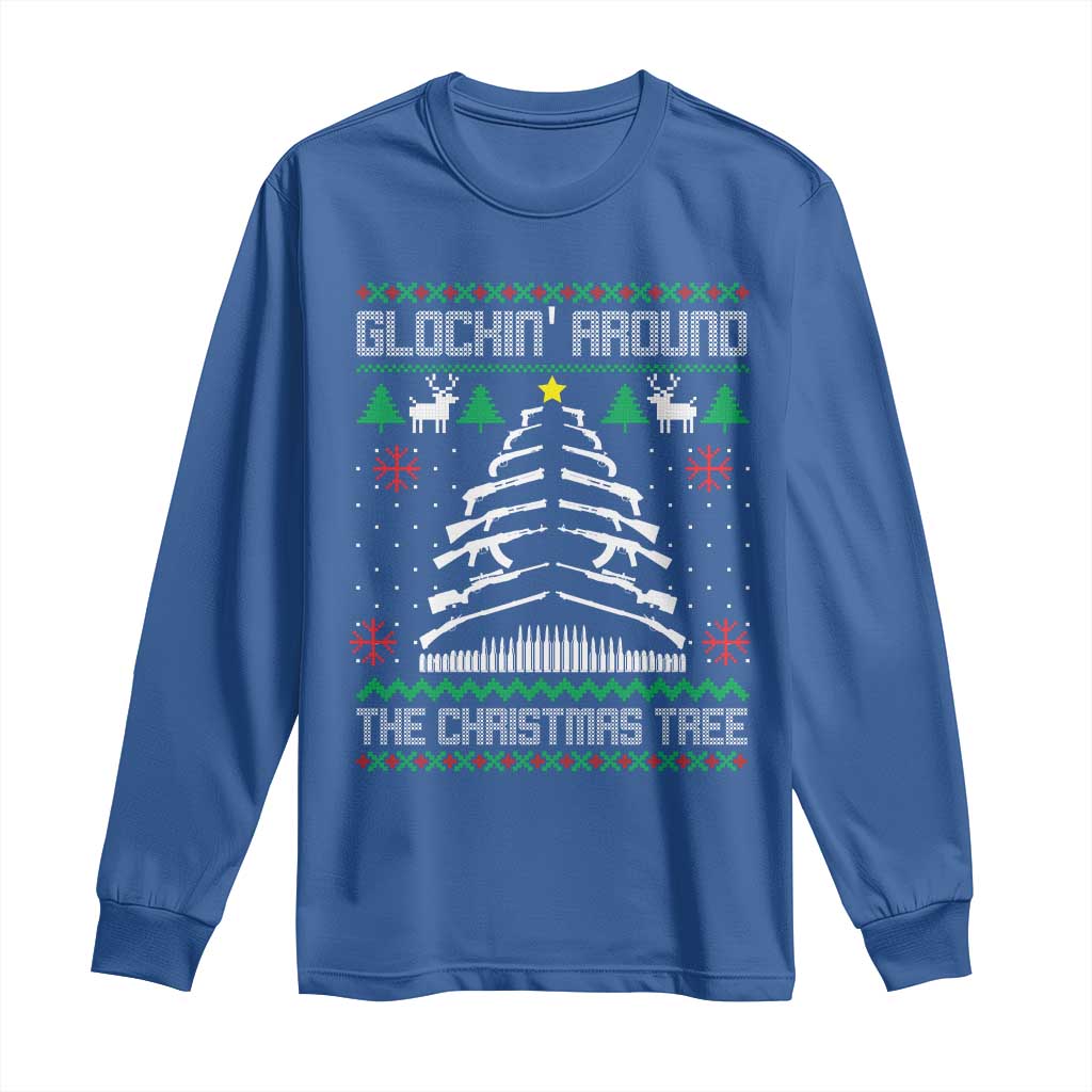 Christmas Gun Lover Long Sleeve Shirt Glocking Around The Christmas Tree TS09 Royal Blue Print Your Wear