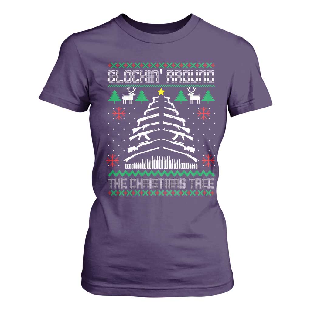 Christmas Gun Lover T Shirt For Women Glocking Around The Christmas Tree TS09 Purple Print Your Wear