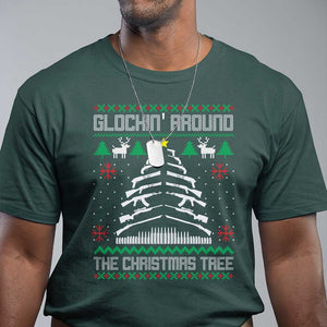 Christmas Gun Lover T Shirt Glocking Around The Christmas Tree TS09 Dark Forest Green Print Your Wear