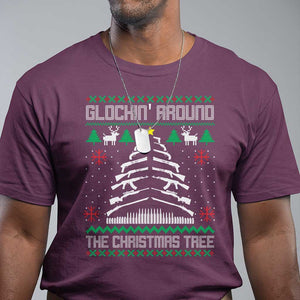 Christmas Gun Lover T Shirt Glocking Around The Christmas Tree TS09 Maroon Print Your Wear