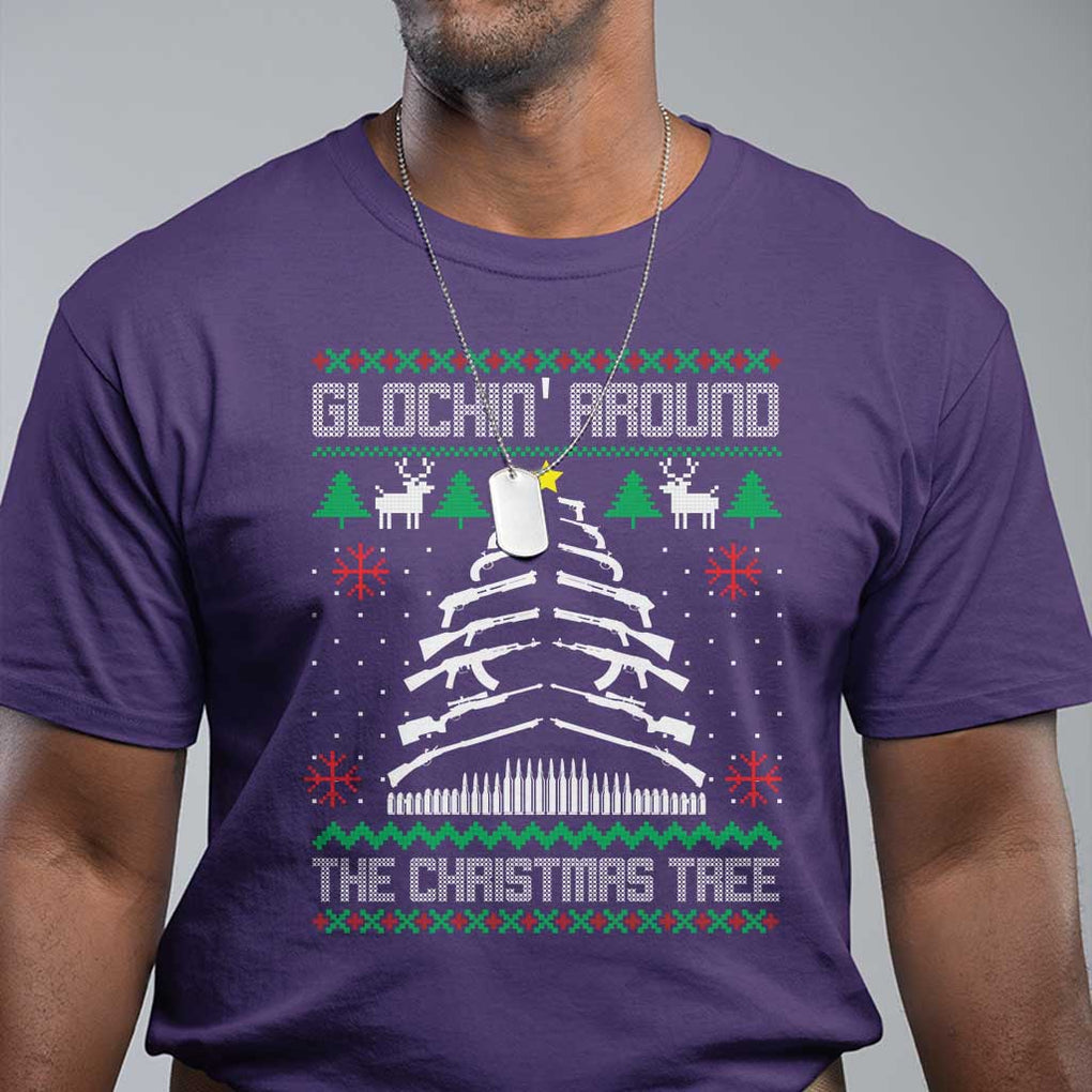 Christmas Gun Lover T Shirt Glocking Around The Christmas Tree TS09 Purple Print Your Wear