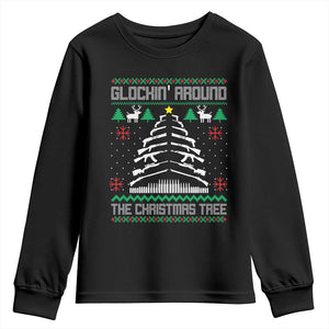 Christmas Gun Lover Youth Sweatshirt Glocking Around The Christmas Tree TS09 Black Print Your Wear