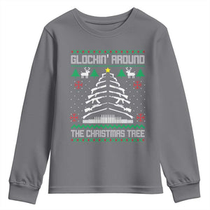 Christmas Gun Lover Youth Sweatshirt Glocking Around The Christmas Tree TS09 Charcoal Print Your Wear
