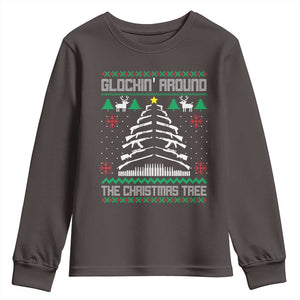 Christmas Gun Lover Youth Sweatshirt Glocking Around The Christmas Tree TS09 Dark Chocolate Print Your Wear