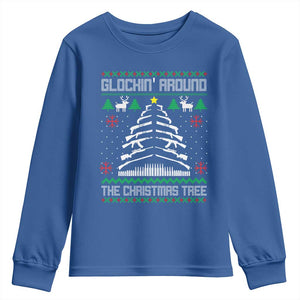 Christmas Gun Lover Youth Sweatshirt Glocking Around The Christmas Tree TS09 Royal Blue Print Your Wear