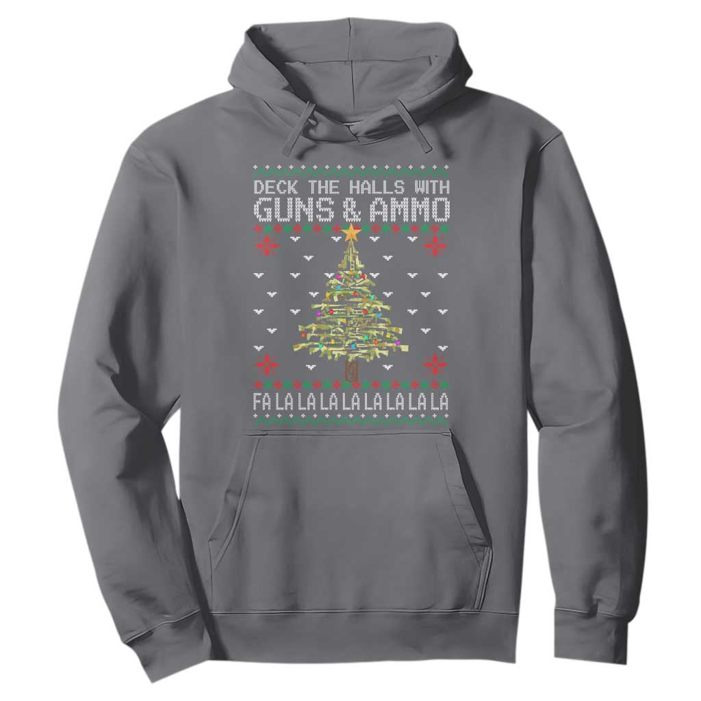 Christmas Gun Lover Hoodie Deck The Halls With Guns And Ammo TS09 Charcoal Print Your Wear