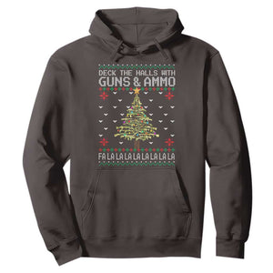 Christmas Gun Lover Hoodie Deck The Halls With Guns And Ammo TS09 Dark Chocolate Print Your Wear
