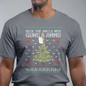 Christmas Gun Lover T Shirt Deck The Halls With Guns And Ammo TS09 Charcoal Print Your Wear