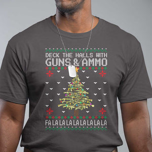 Christmas Gun Lover T Shirt Deck The Halls With Guns And Ammo TS09 Dark Chocolate Print Your Wear