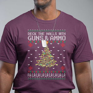 Christmas Gun Lover T Shirt Deck The Halls With Guns And Ammo TS09 Maroon Print Your Wear