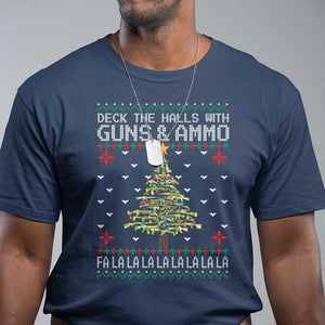 Christmas Gun Lover T Shirt Deck The Halls With Guns And Ammo TS09 Navy Print Your Wear