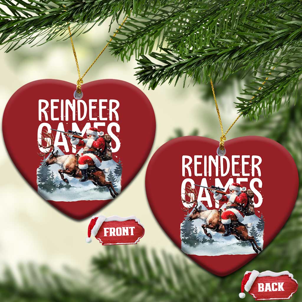 Xmas Hunting Christmas Ornament Reindeer Game Santa Hunter Deer Season TS09 Heart Red Print Your Wear