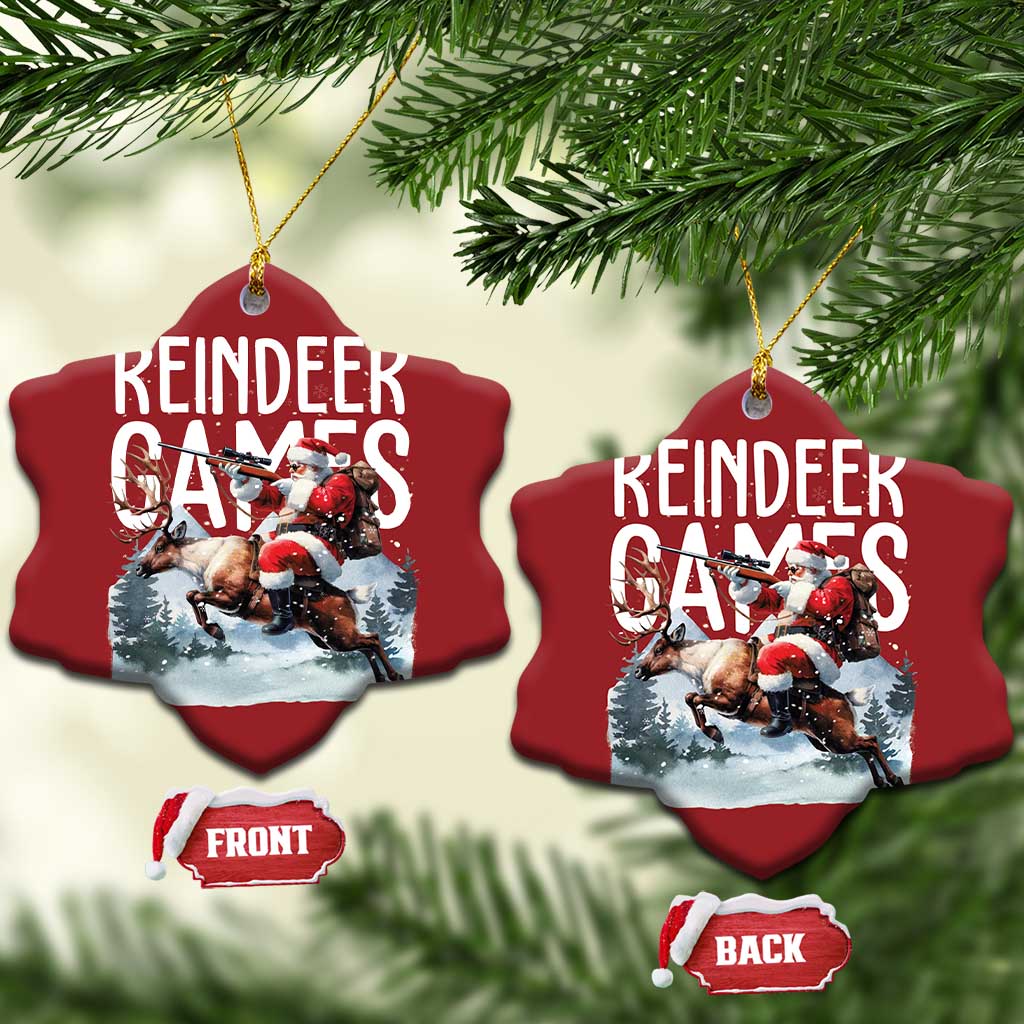Xmas Hunting Christmas Ornament Reindeer Game Santa Hunter Deer Season TS09 Snow Flake Red Print Your Wear