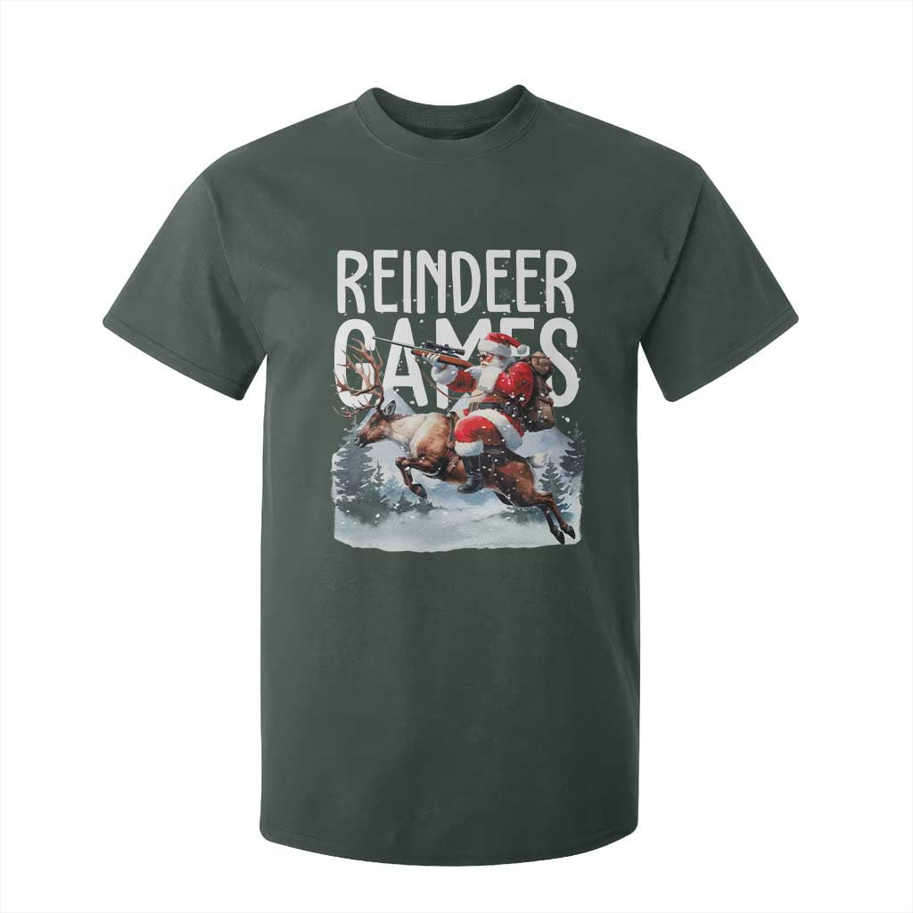 Christmas Hunting T Shirt For Kid Reindeer Game Santa Hunter Deer Season TS09 Dark Forest Green Print Your Wear