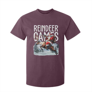 Christmas Hunting T Shirt For Kid Reindeer Game Santa Hunter Deer Season TS09 Maroon Print Your Wear