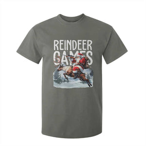 Christmas Hunting T Shirt For Kid Reindeer Game Santa Hunter Deer Season TS09 Military Green Print Your Wear