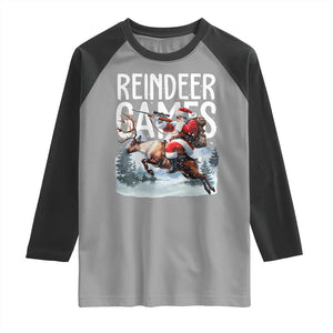 Christmas Hunting Raglan Shirt Reindeer Game Santa Hunter Deer Season TS09 Sport Gray Black Print Your Wear